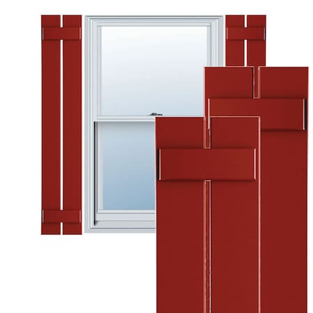 True Fit PVC Two Board Spaced Board-n-Batten Shutters, Fire Red, 11 1/4W X 68H